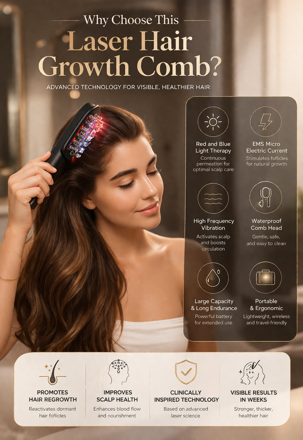 Hair Glow™ Pro - Peigne Massant Haute Technologie